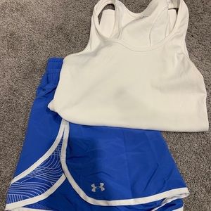 Under Armour running shorts and matching tank top
